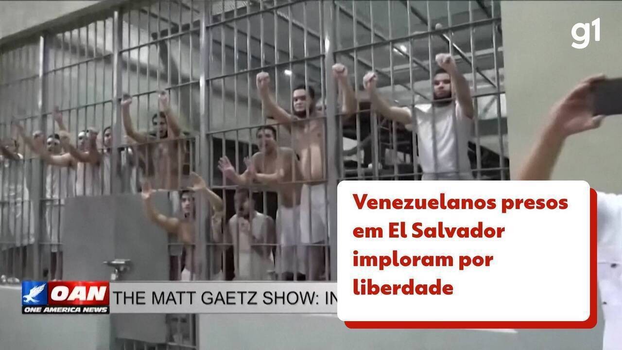 VÍDEO: venezuelanos presos em El Salvador imploram por liberdade durante visita de aliado de Trump